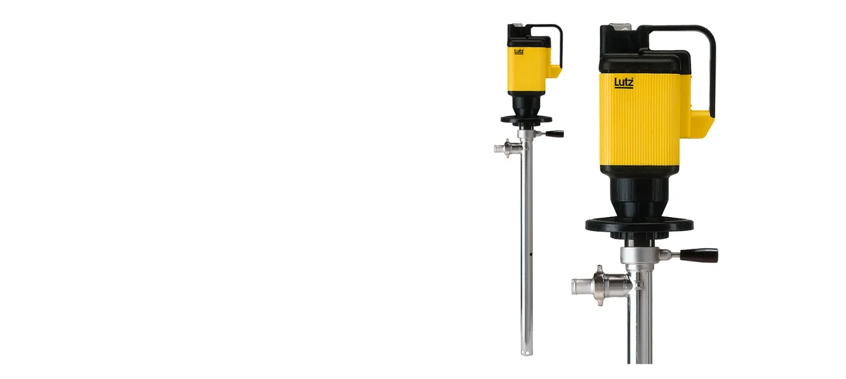 Lutz drum pump motor and pump tube set up for container transfer