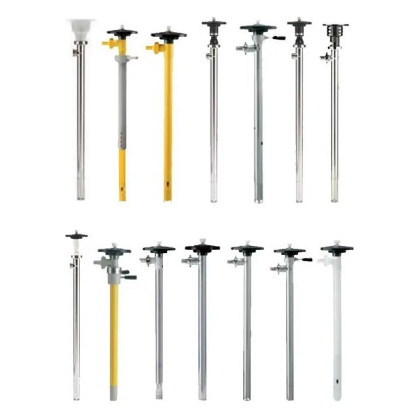 Lutz drum pump tubes in polypropylene, PVDF, aluminum, and stainless steel